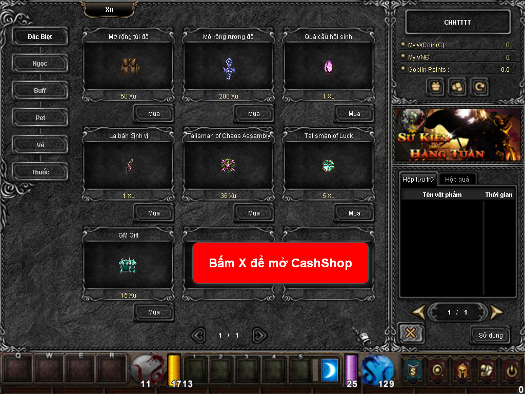 Chức năng chính của Game MU Việt Quốc Chức năng chính của Game MU Việt Quốc